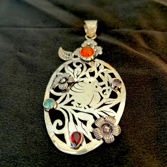 Amber Quartz 925 Silver Antique Pendant 4โ, Gemstones Jewelry, silver necklace. - Picture 3 of 11